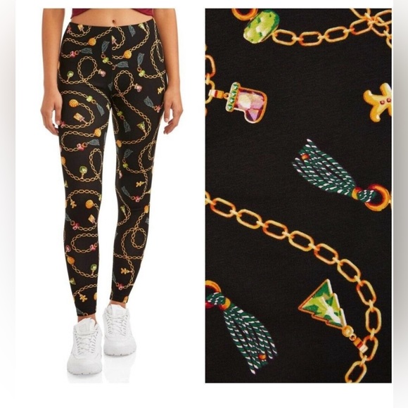 Christmas Gingerbread Charms Jewelry Leggings Size X-Large 15/17 No Boundaries - Picture 2 of 7